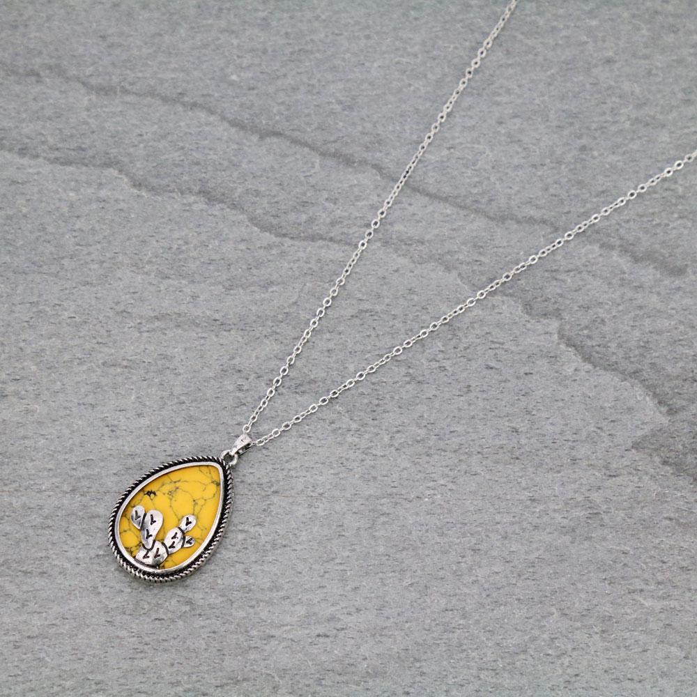 Western Cactus Pendant Chain Necklace