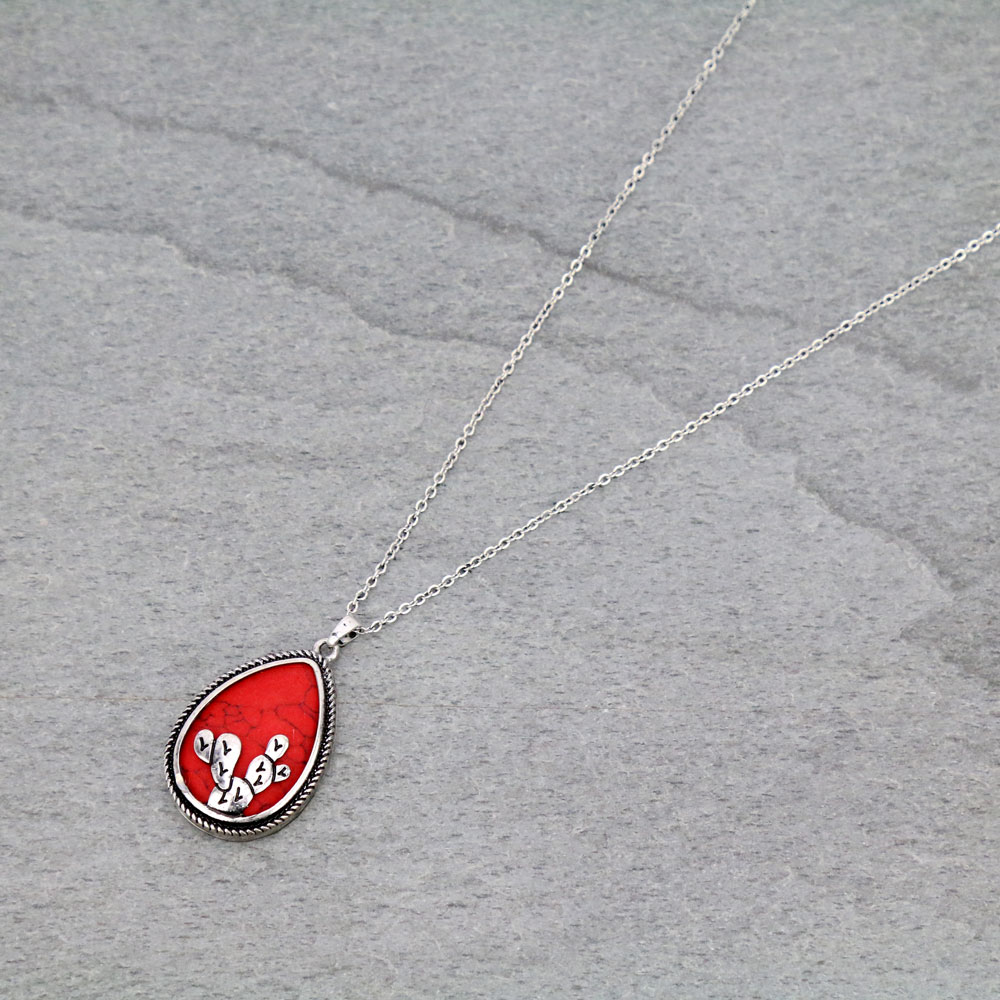 Western Cactus Pendant Chain Necklace