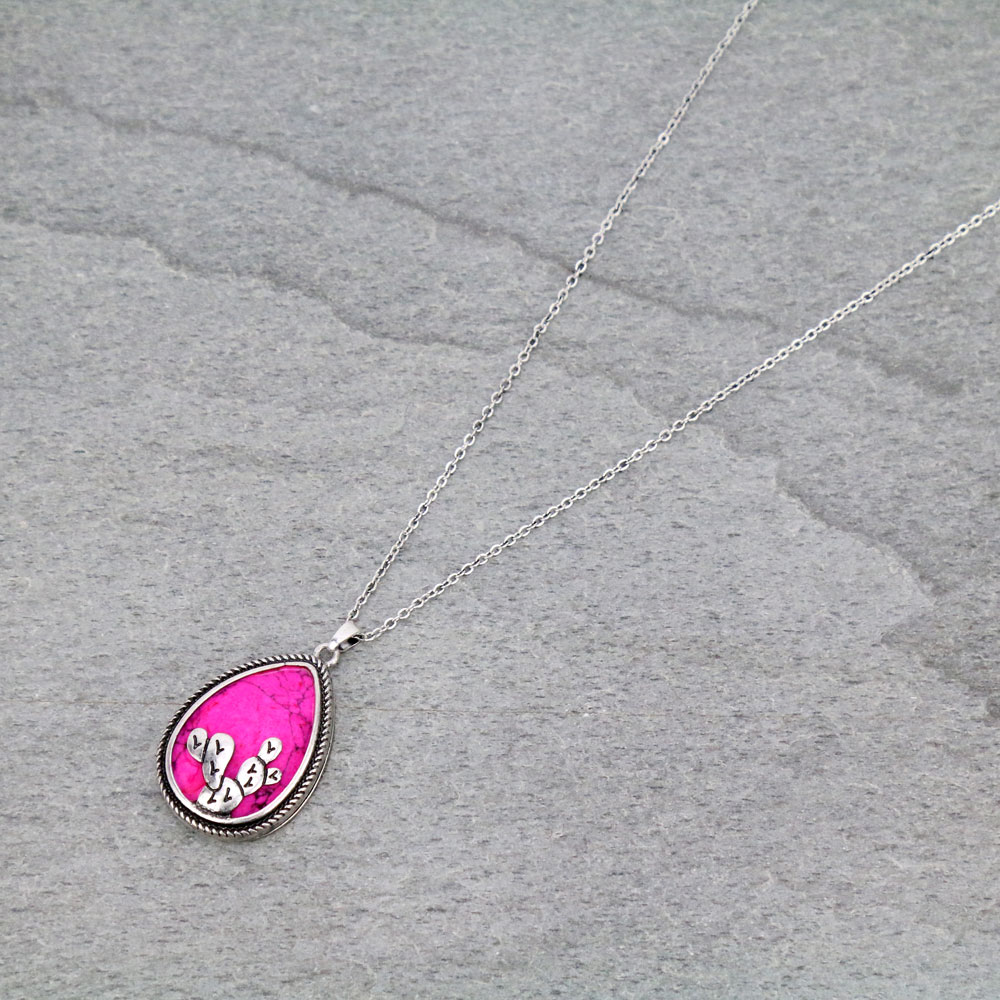 Western Cactus Pendant Chain Necklace