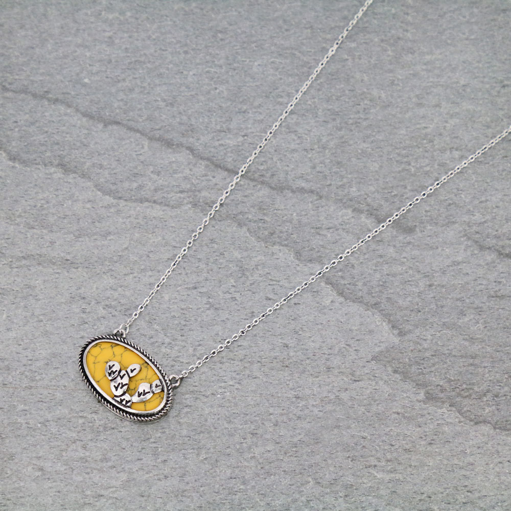 Western Cactus Pendant Chain Necklace