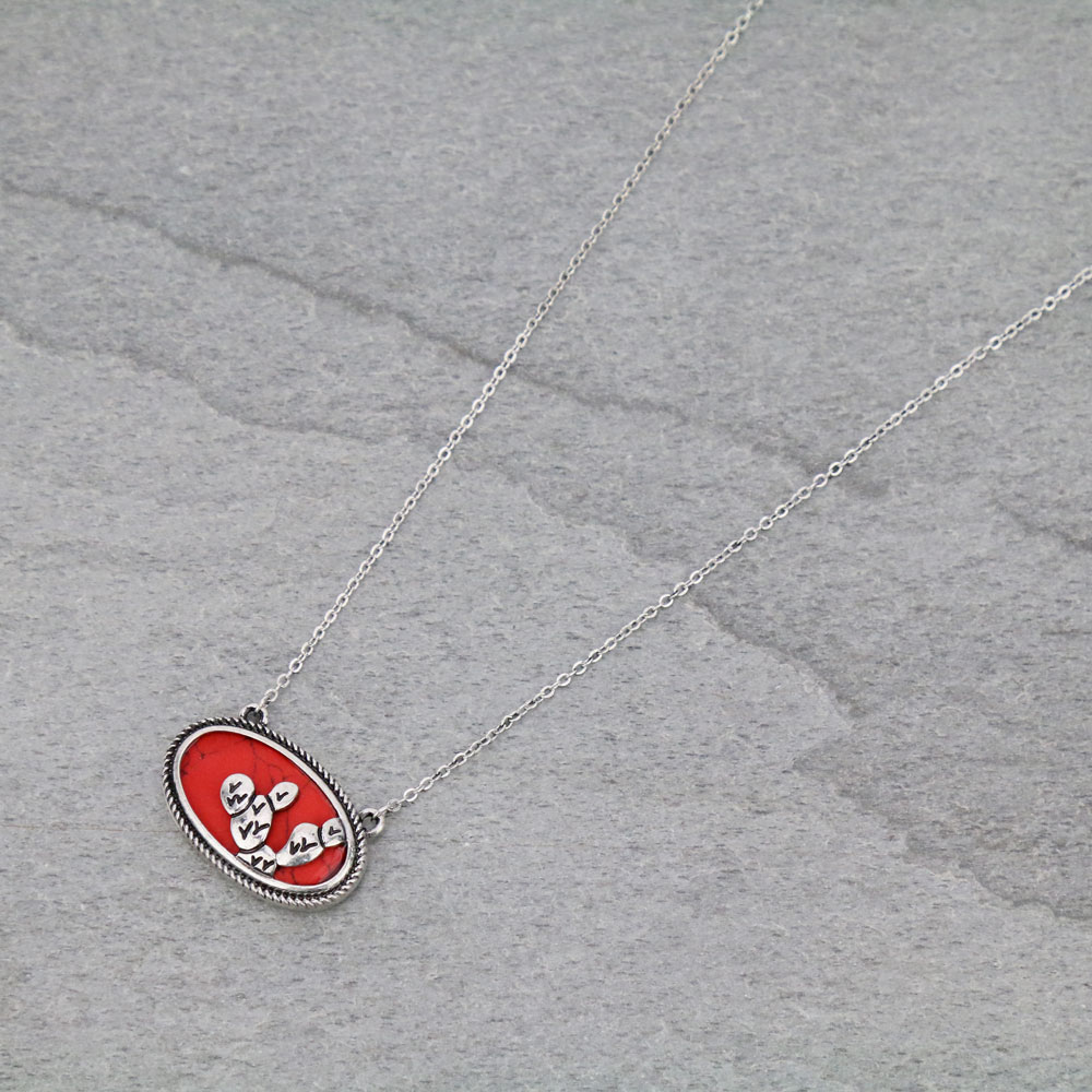 Western Cactus Pendant Chain Necklace