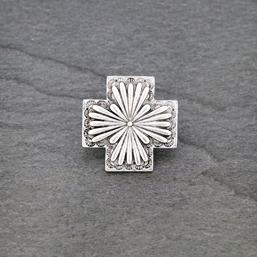 Big! Boho Concho Adjustable Ring with Double Band
