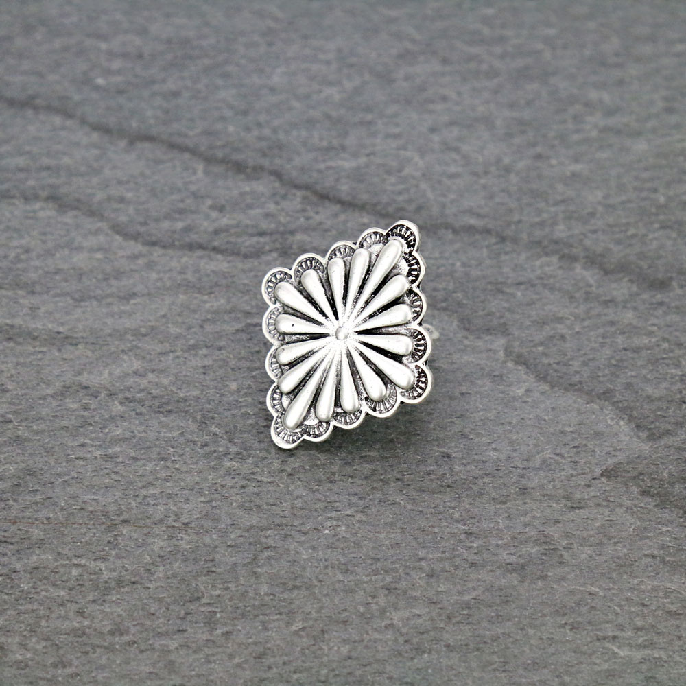 Big! Boho Concho Adjustable Ring with Double Band - Image 2