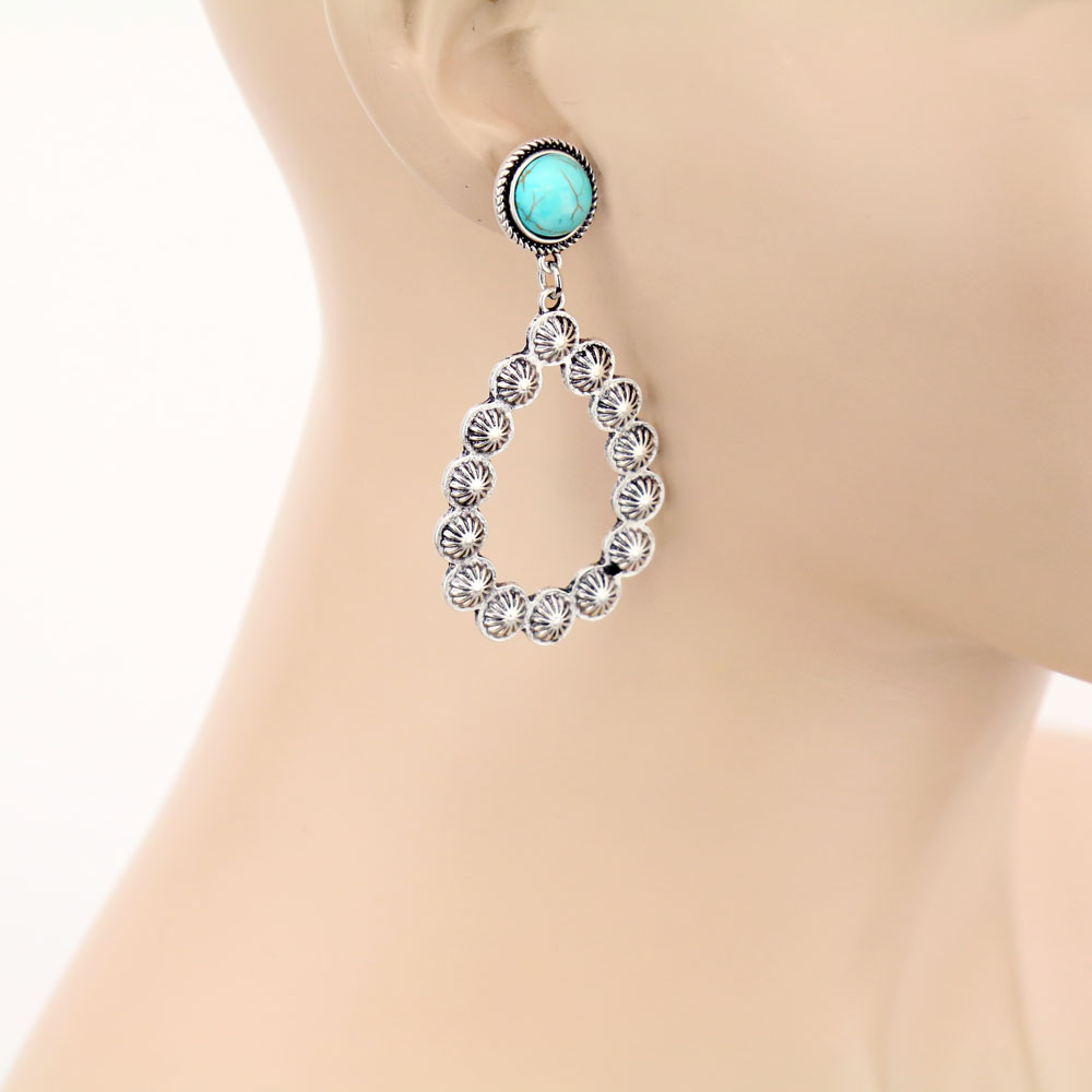 Concho Natural Stone Post Earrings - Image 2