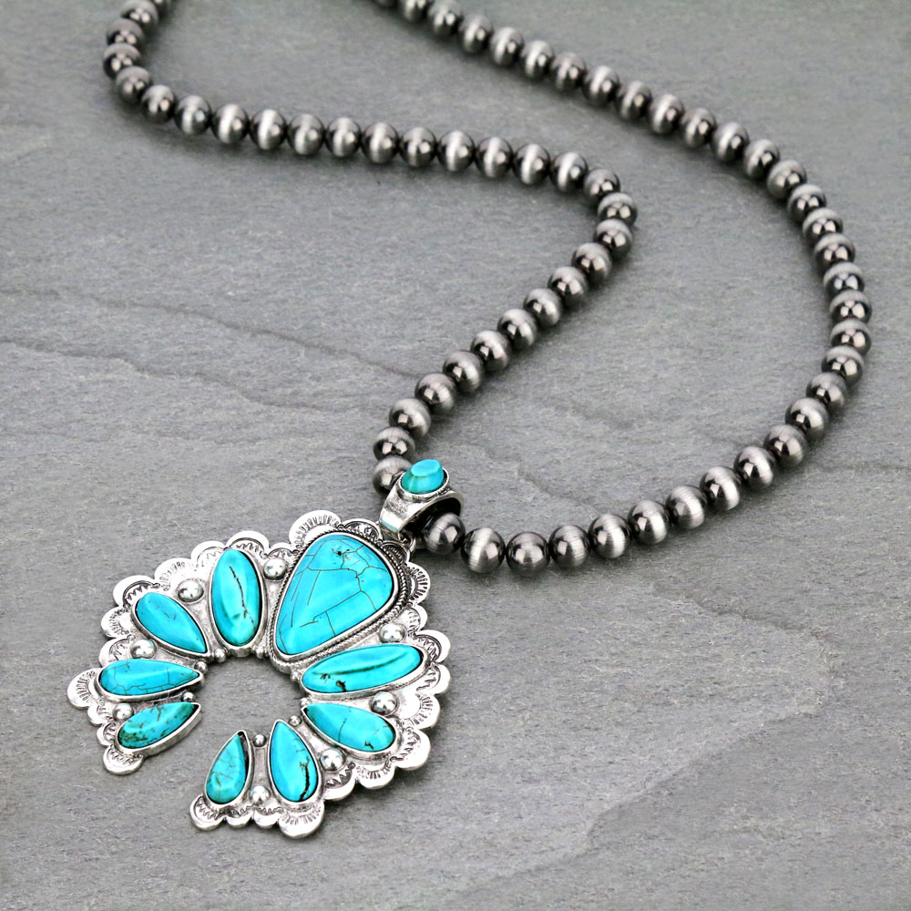 Western Squash Blossom Pendant Necklace
