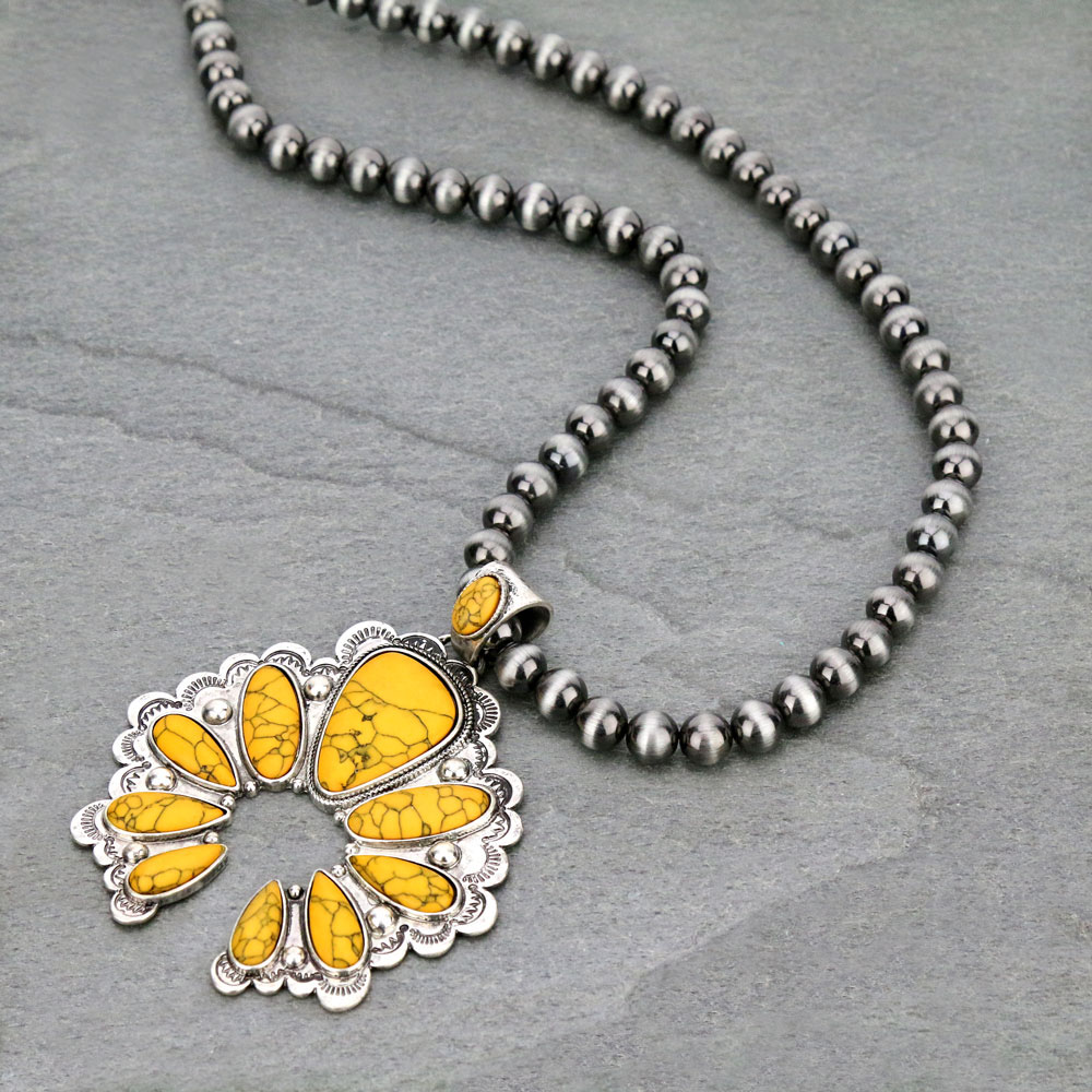 Western Squash Blossom Pendant Necklace