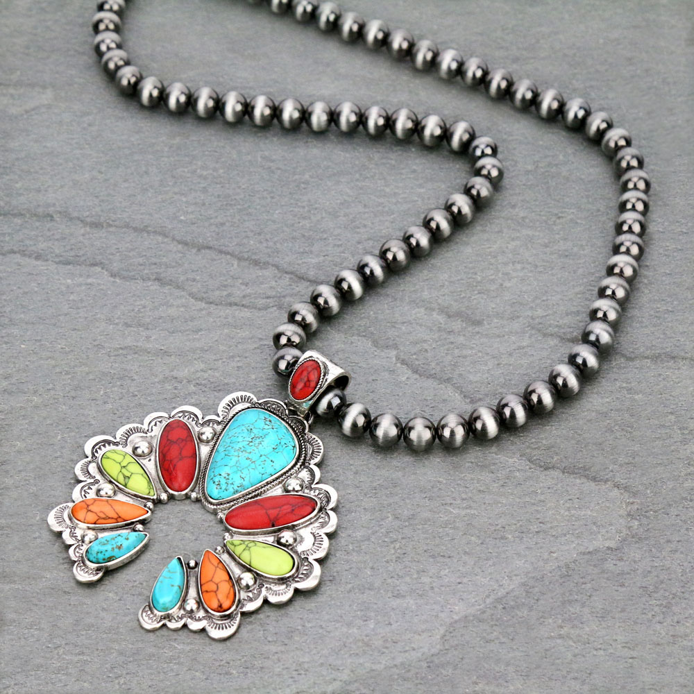 Western Squash Blossom Pendant Necklace