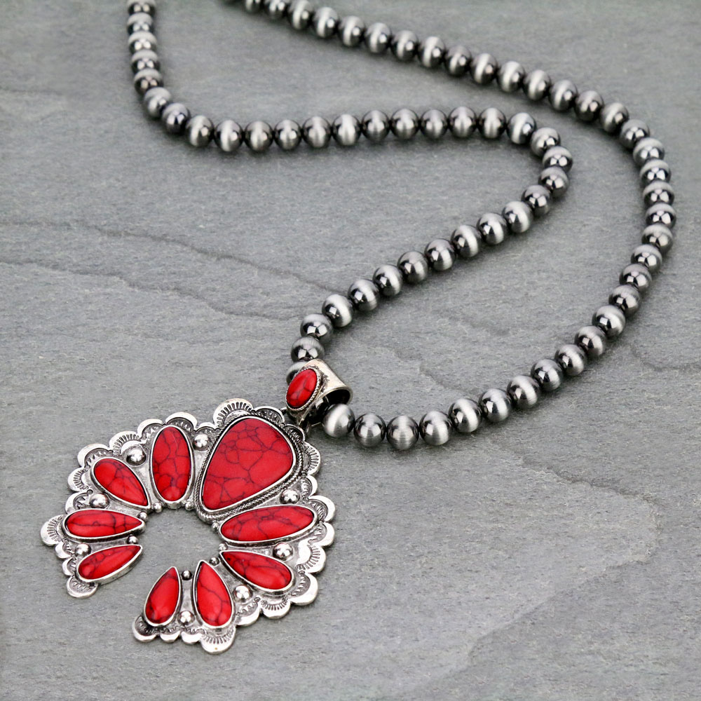 Western Squash Blossom Pendant Necklace
