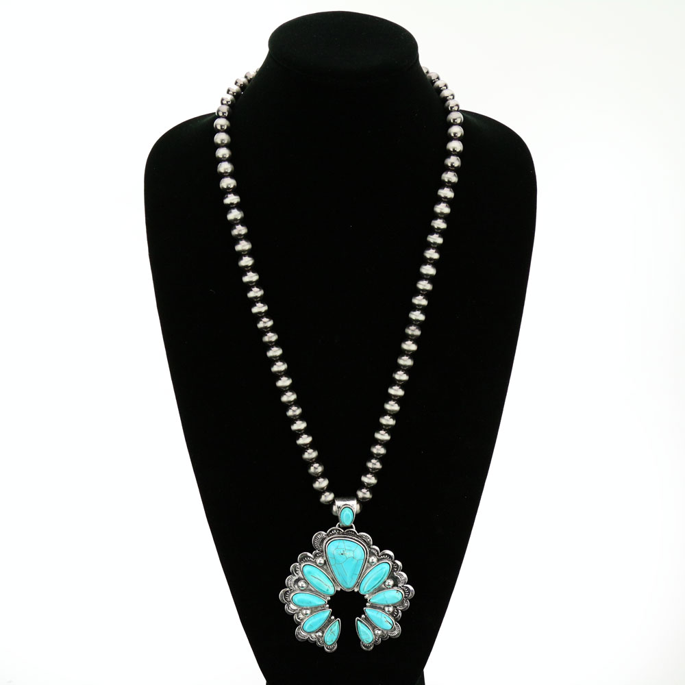 Western Squash Blossom Pendant Necklace - Image 2