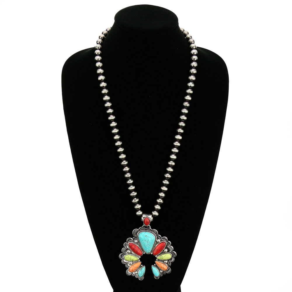 Western Squash Blossom Pendant Necklace - Image 2