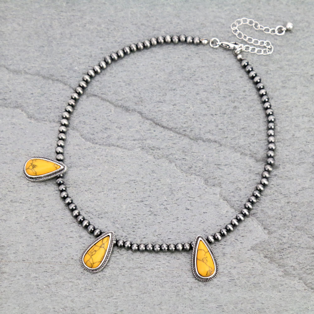 4mm Navajo Style Pearl with Stone Choker