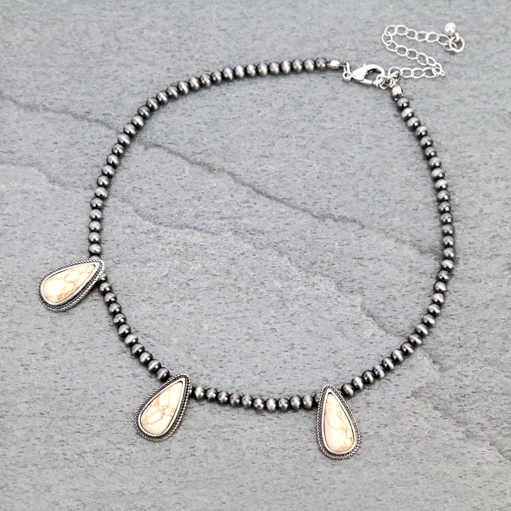 4mm Navajo Style Pearl with Stone Choker