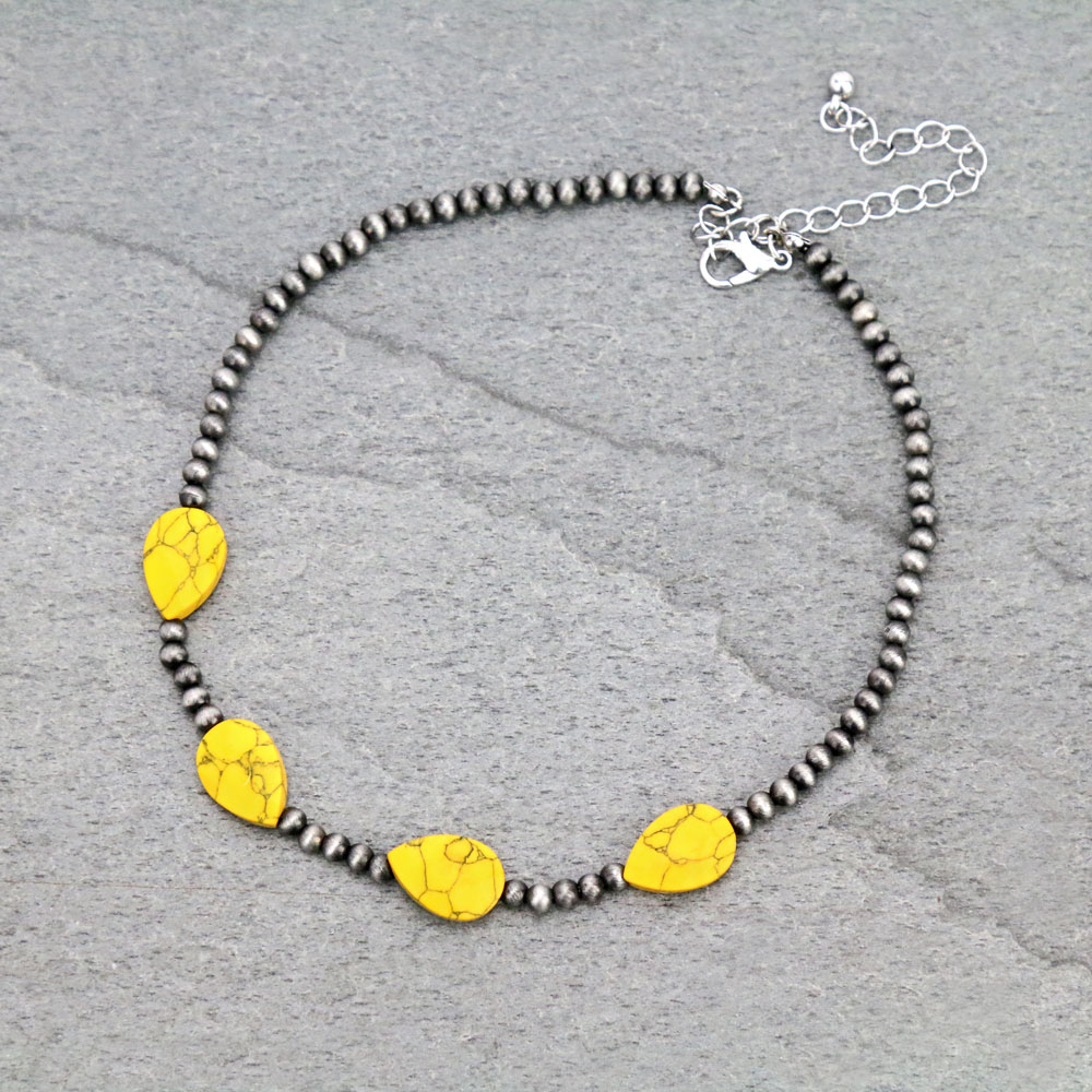 4mm Navajo Style Pearl with Stone Choker