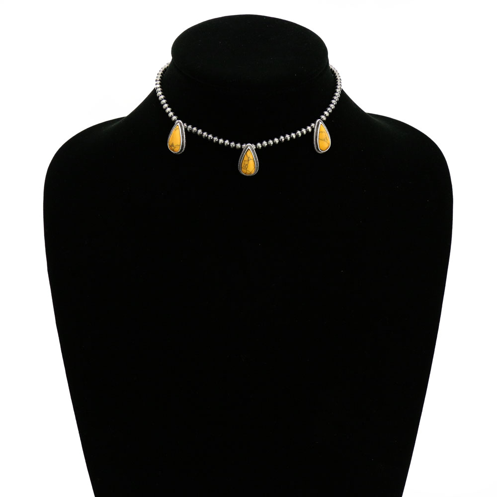 4mm Navajo Style Pearl with Stone Choker - Image 2
