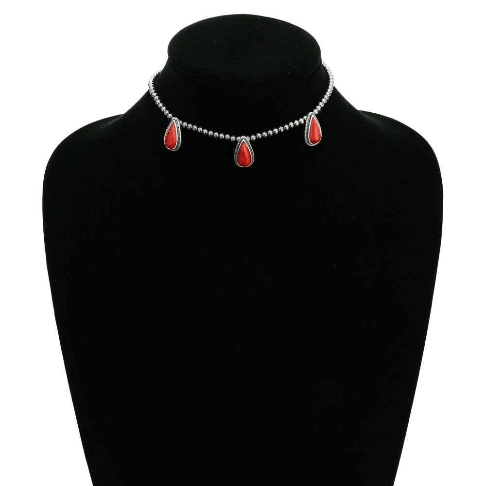 4mm Navajo Style Pearl with Stone Choker - Image 2