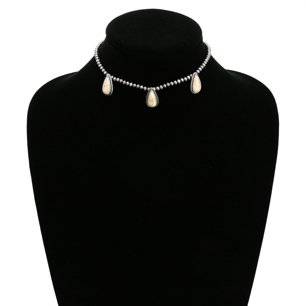 4mm Navajo Style Pearl with Stone Choker - Image 2