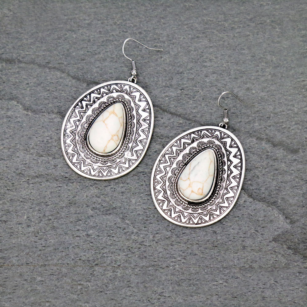 Concho Stone Dangle Earrings