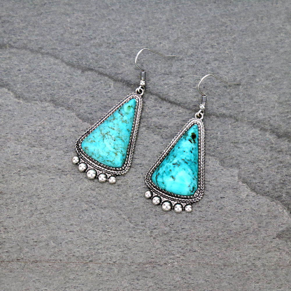 Western Triangle Shape Stone Dangle Earrings