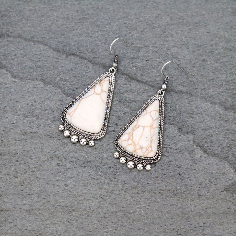 Western Triangle Shape Stone Dangle Earrings