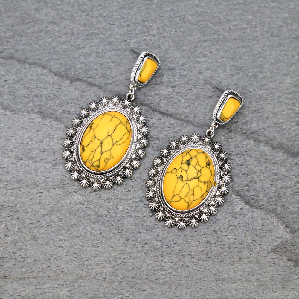 Concho Stone Stud Earrings
