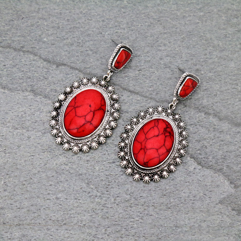 Concho Stone Stud Earrings