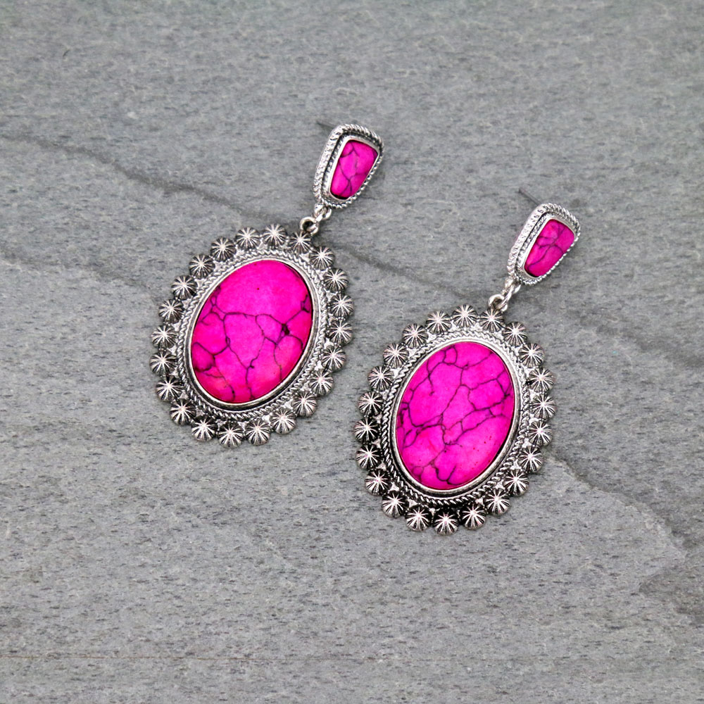 Concho Stone Stud Earrings