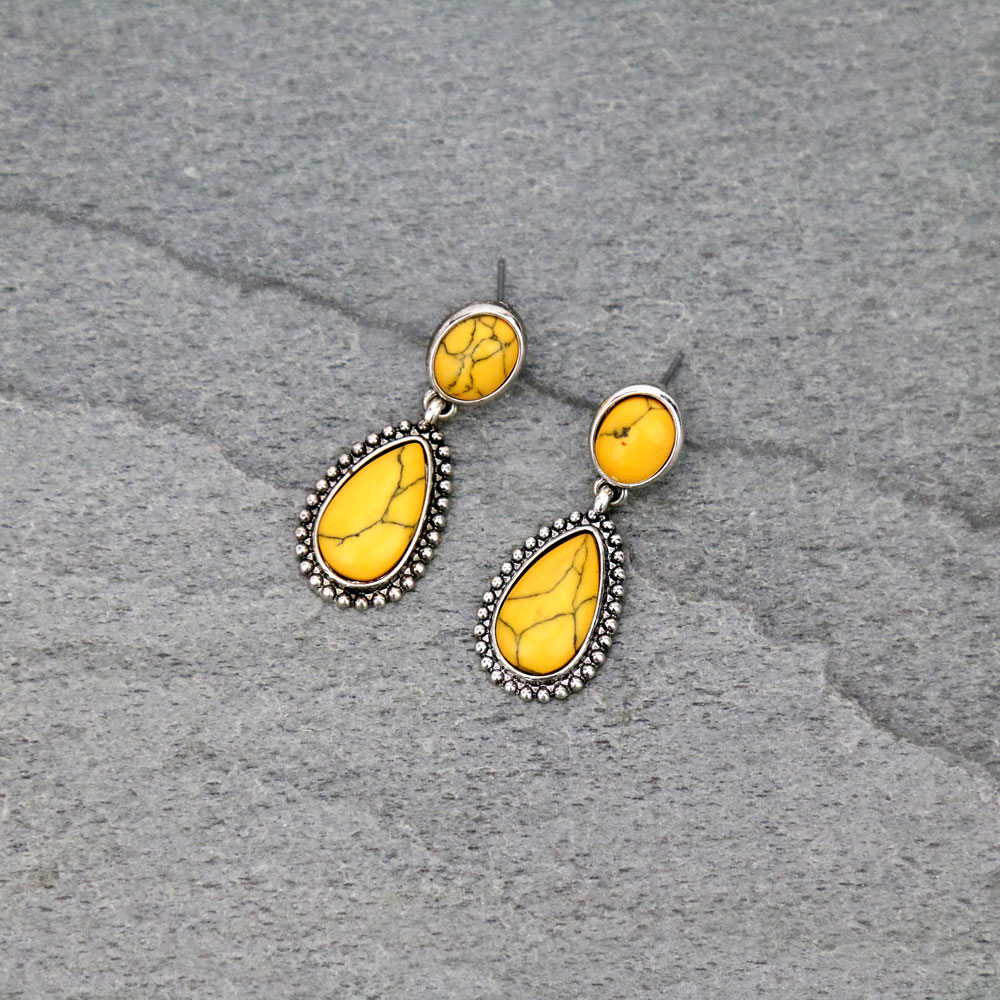 Western Teardrop Stone Stud Earrings