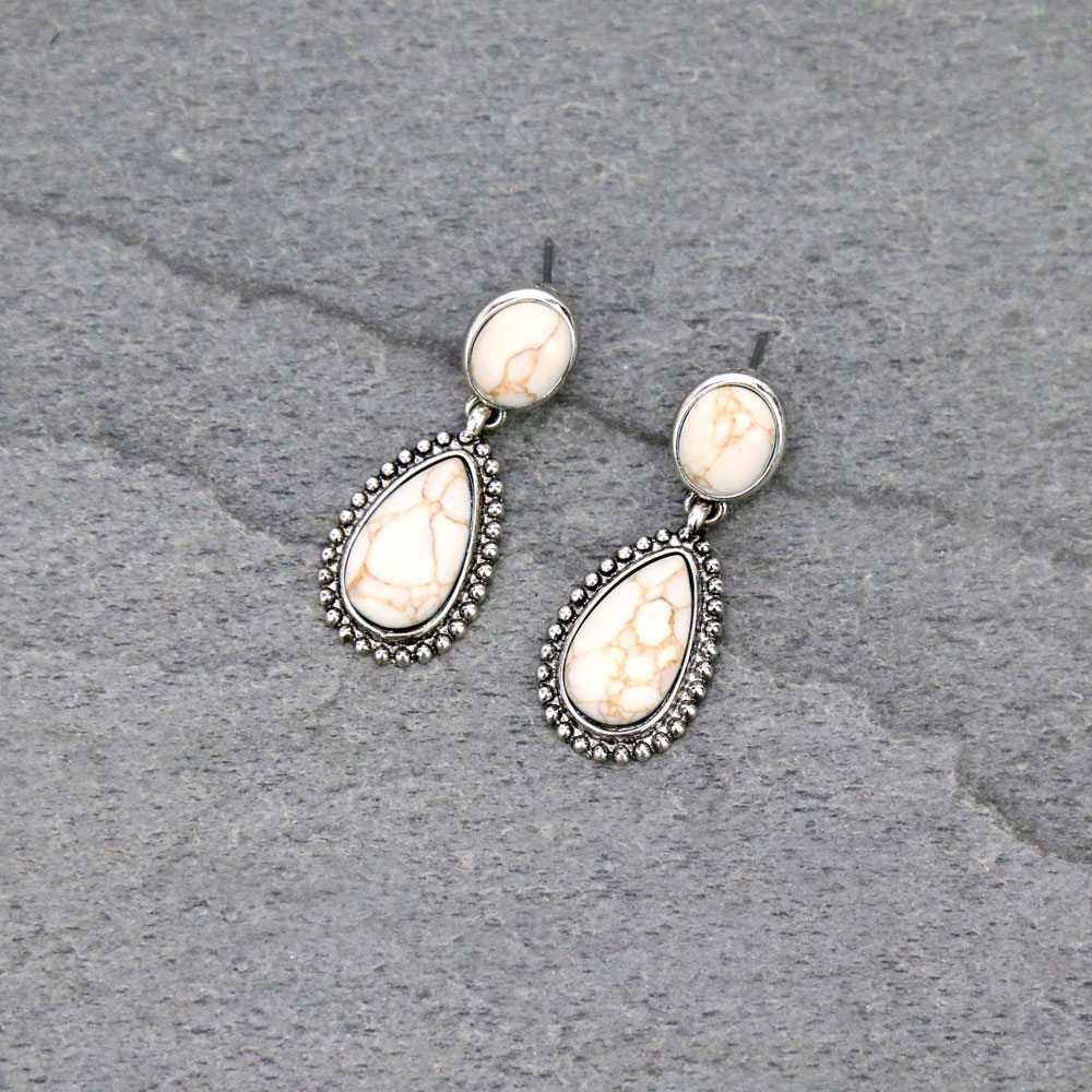 Western Teardrop Stone Stud Earrings