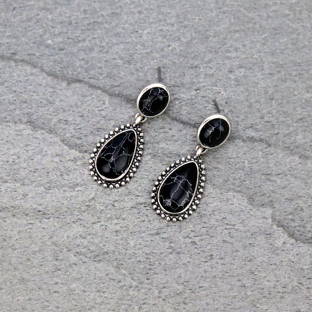 Western Teardrop Stone Stud Earrings