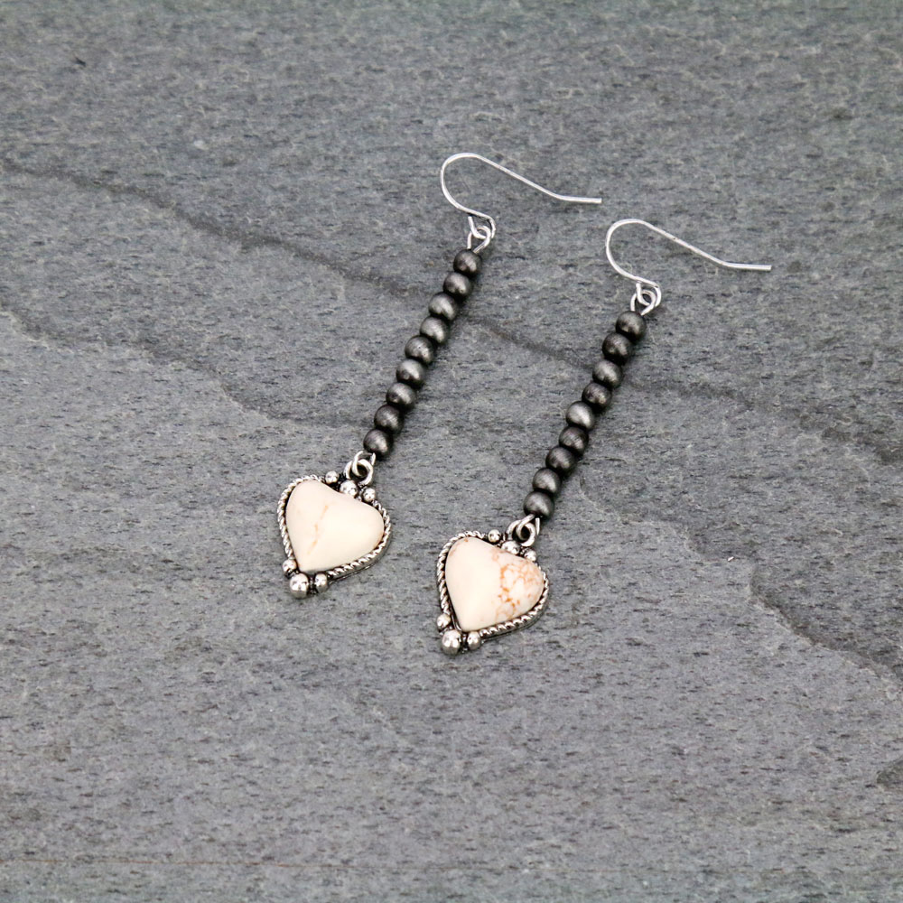 Western Stone with Navajo Pearl Dangle Earrings