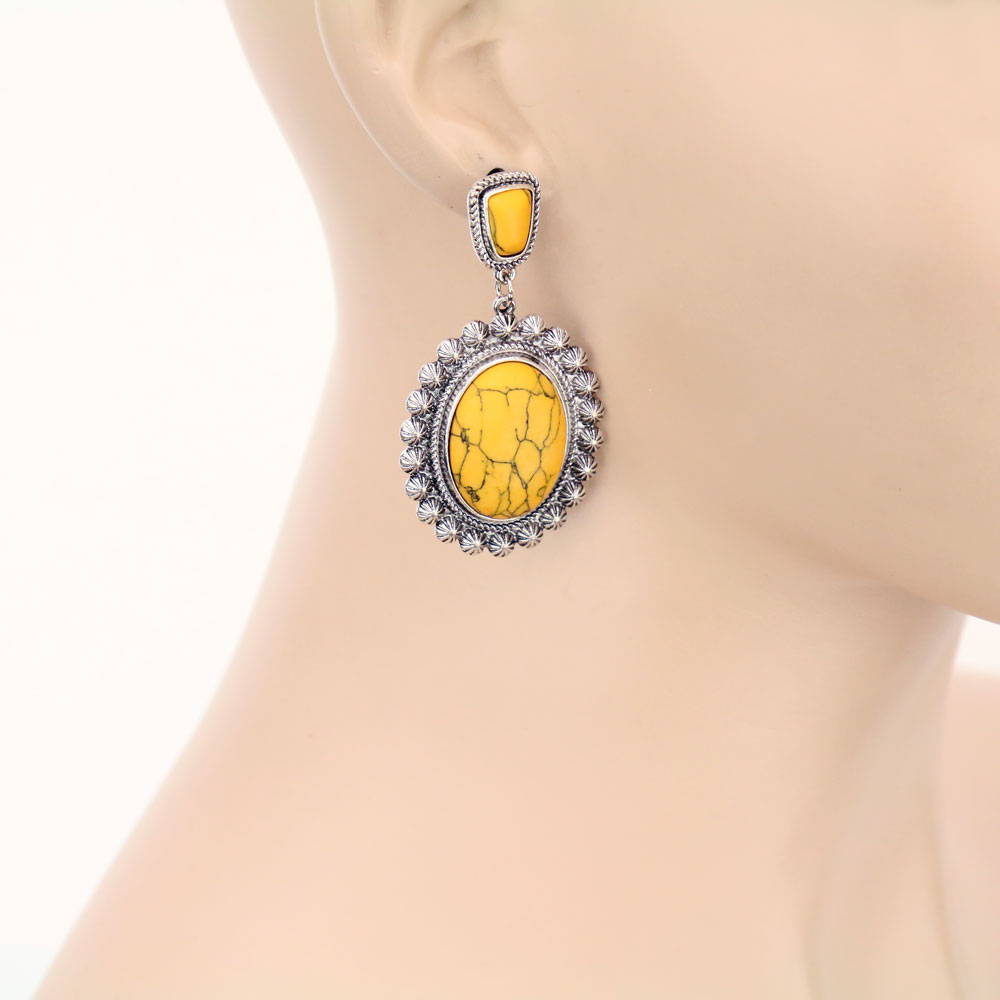 Concho Stone Stud Earrings - Image 2