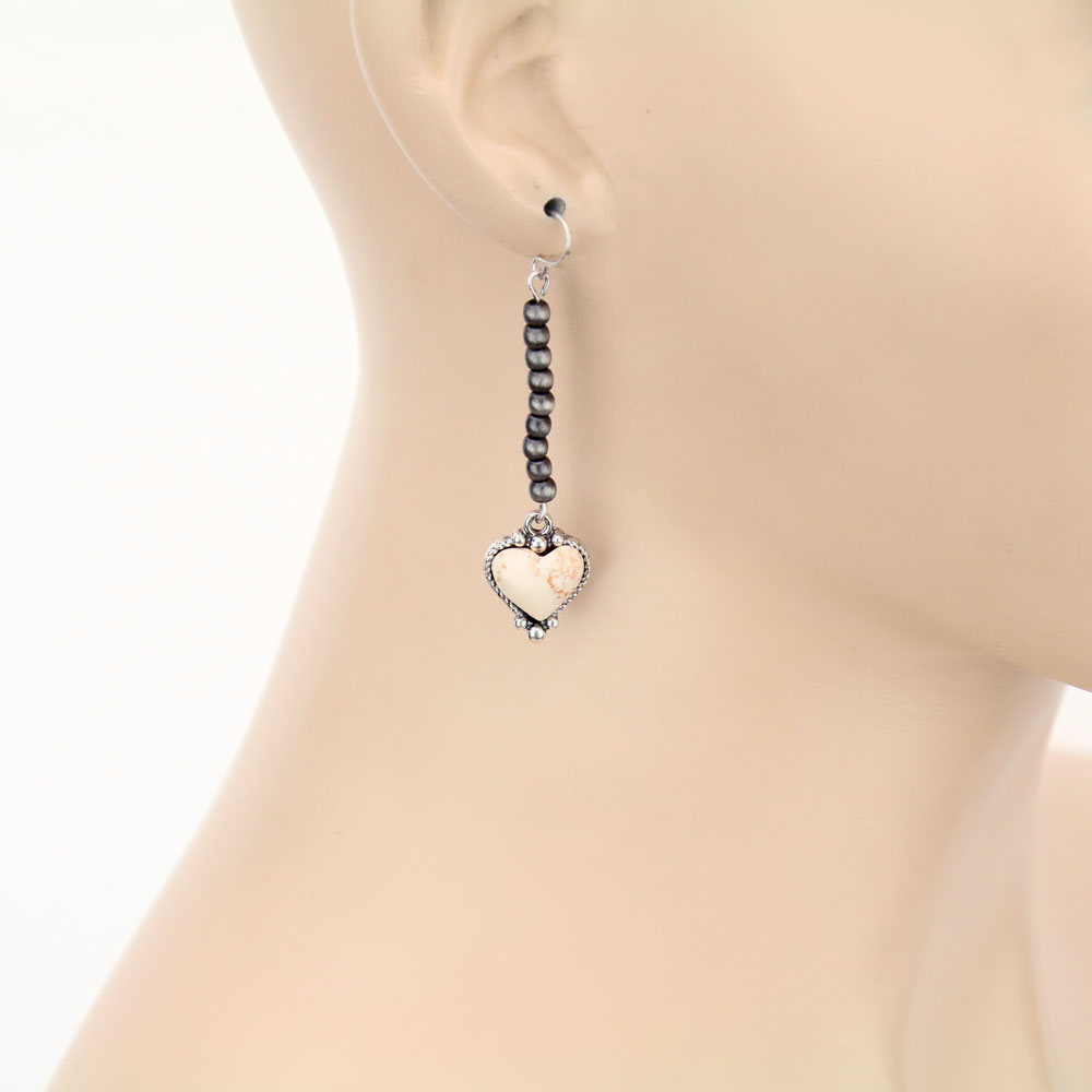 Western Stone with Navajo Pearl Dangle Earrings - Image 2