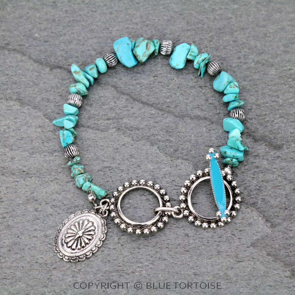 Concho with Pebble Bead Charm Bracelet