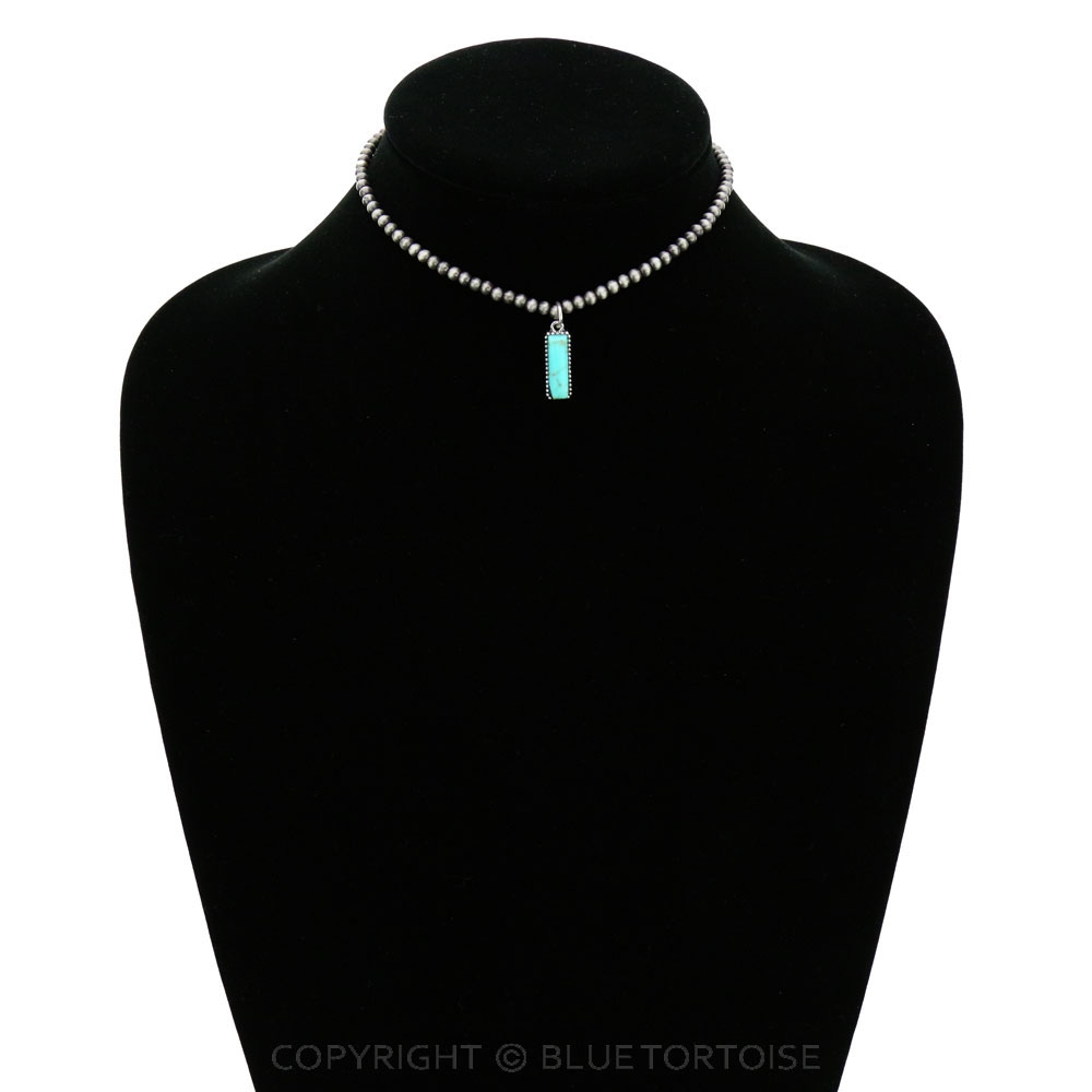 4mm Navajo Style Pearl with Bar Pendant Choker - Image 2