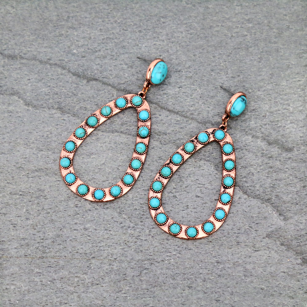 Western Teardrop Stone Stud Earrings