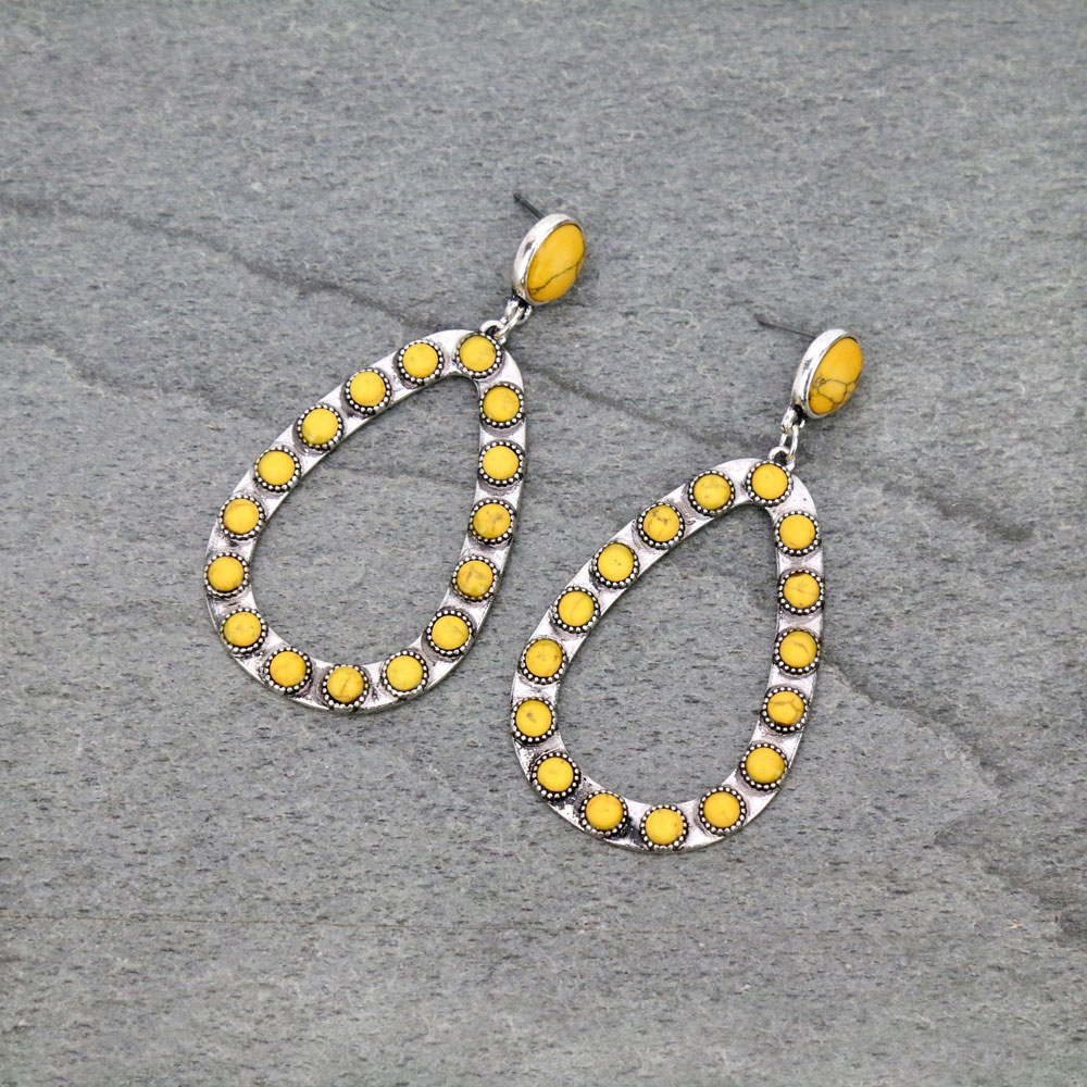 Western Teardrop Stone Stud Earrings