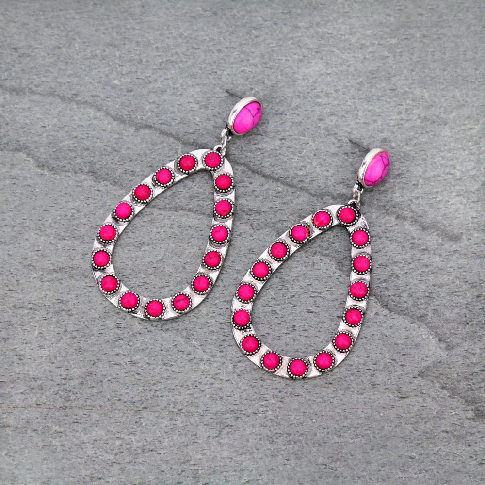 Western Teardrop Stone Stud Earrings