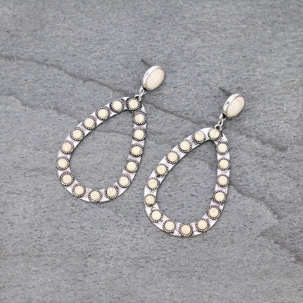 Western Teardrop Stone Stud Earrings
