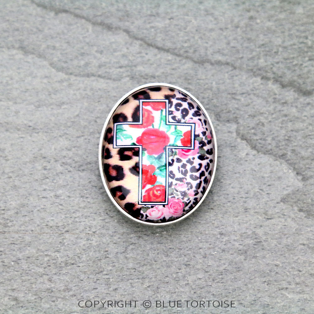 Cross Print Bubble Glass Top Phone Grip & Stand
