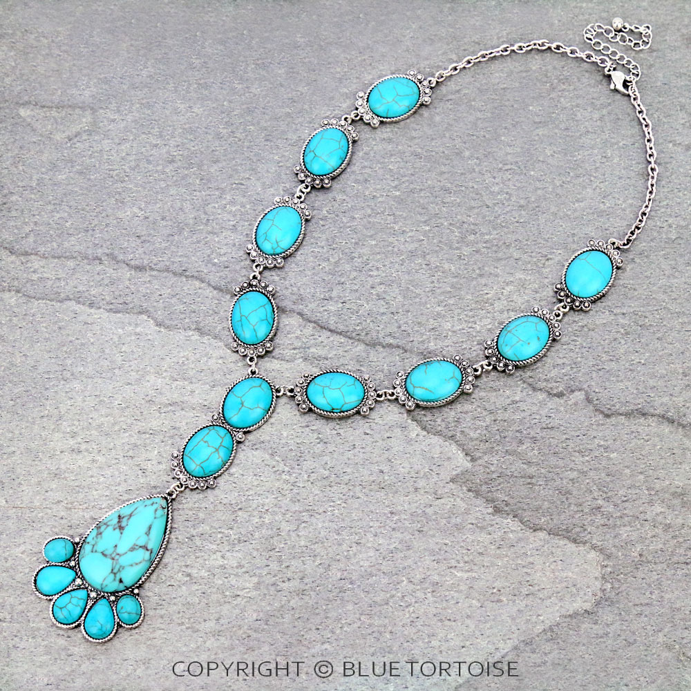Western Cabochon Stone Y Necklace