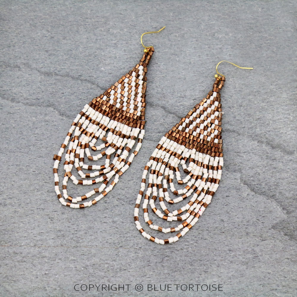 Seed Bead Bridge Dangle Earrings