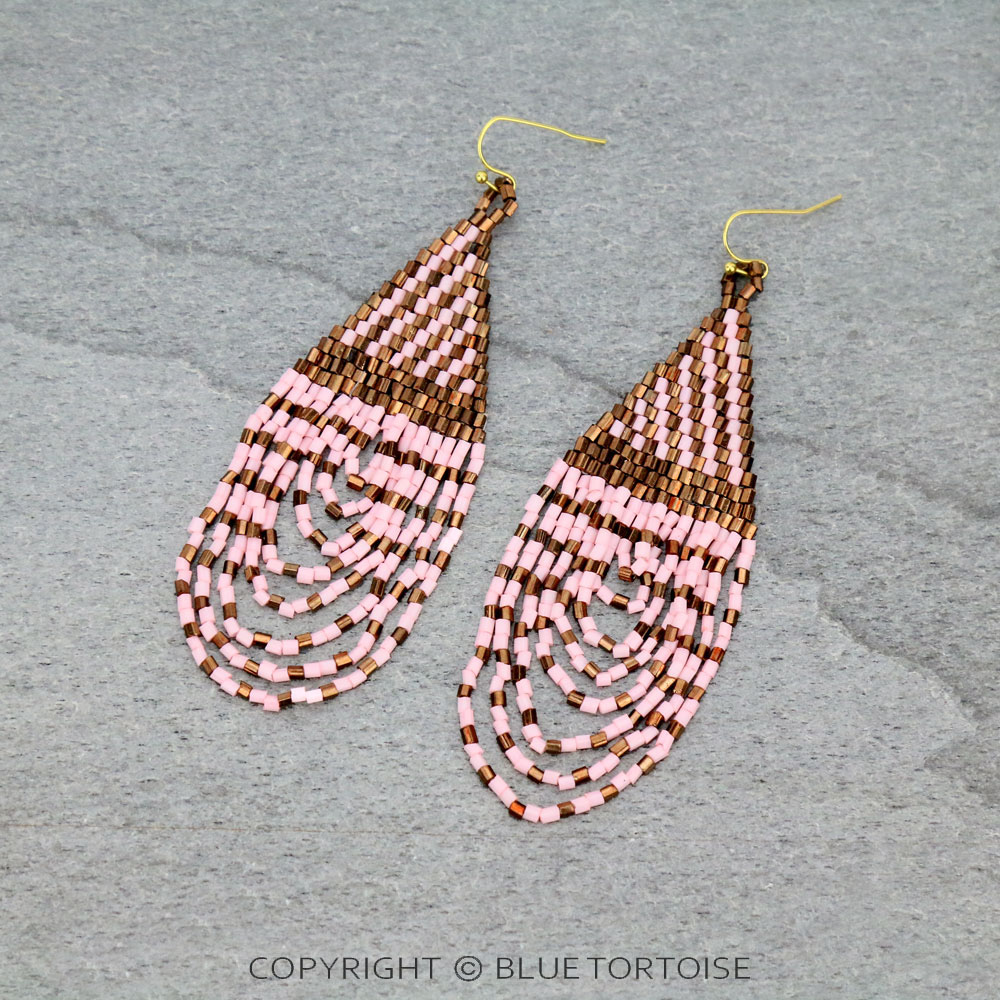 Seed Bead Bridge Dangle Earrings