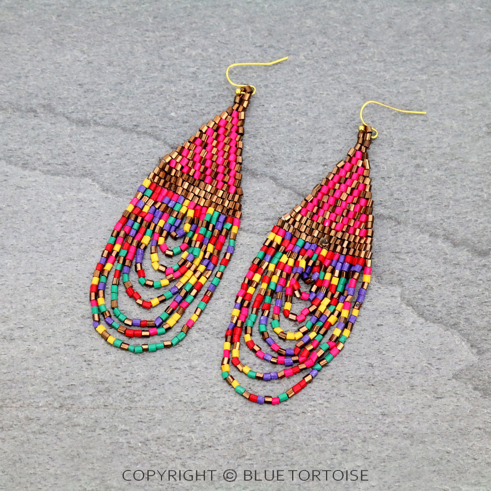 Seed Bead Bridge Dangle Earrings