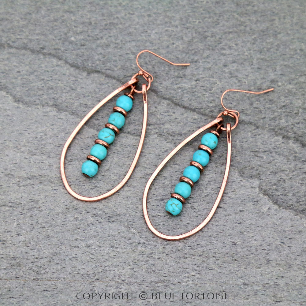 Western Teardrop Semi Stone Dangle Earrings