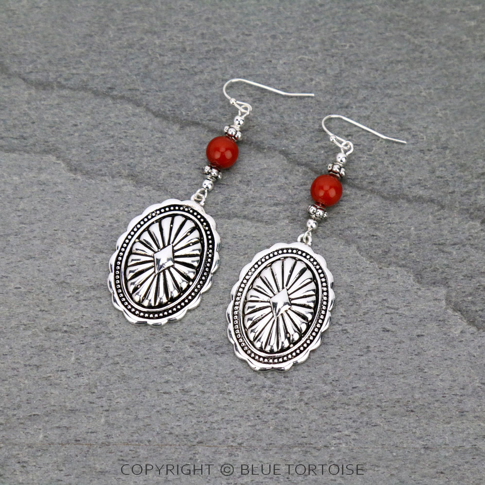Western Concho Acrylic Bead Dangle Earrings