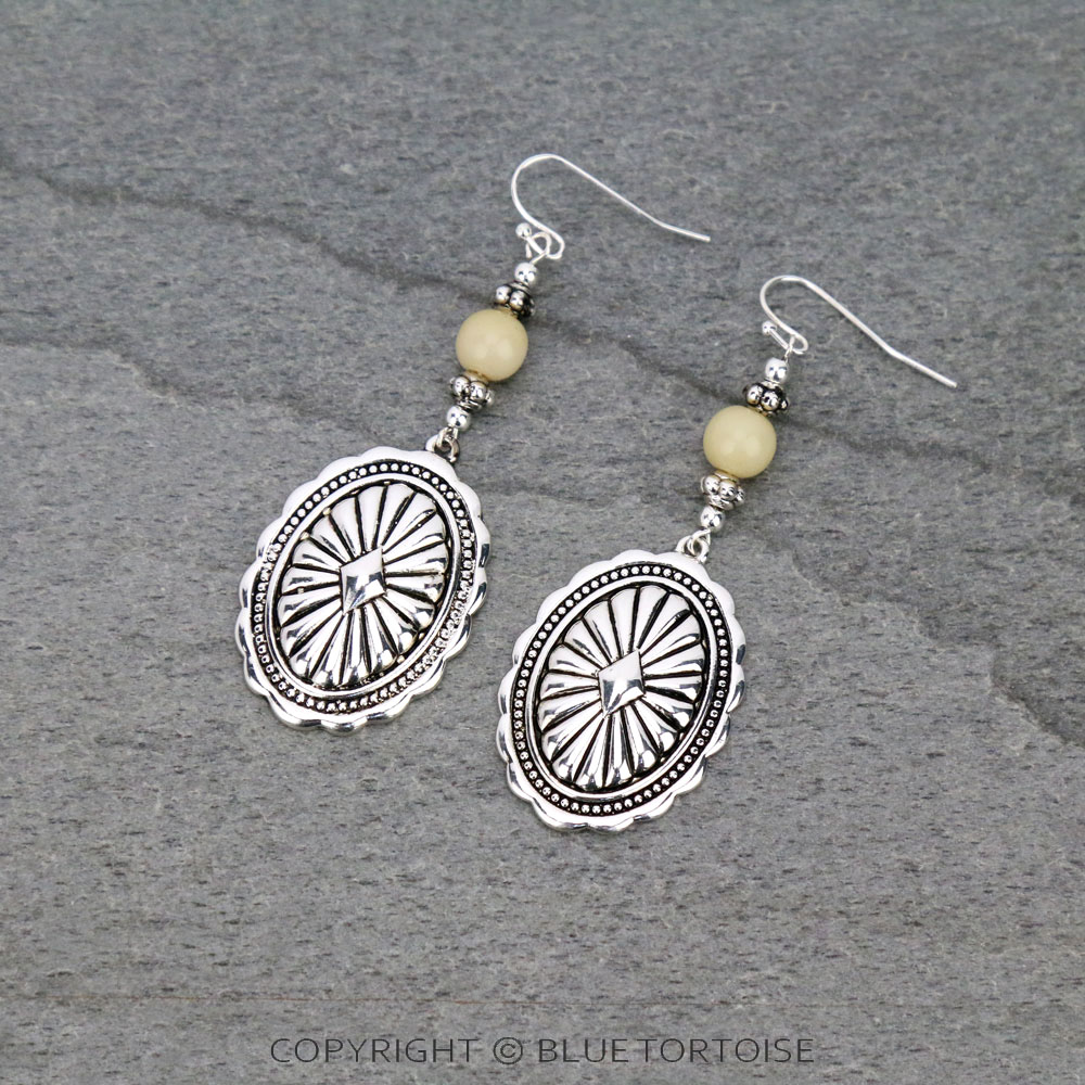 Western Concho Acrylic Bead Dangle Earrings