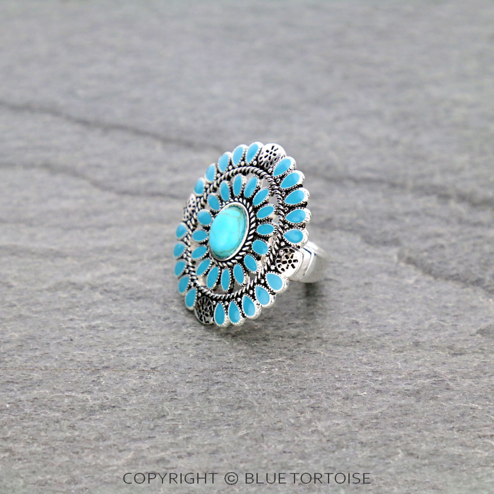 Western Epoxy Concho Stretch Ring - Image 2