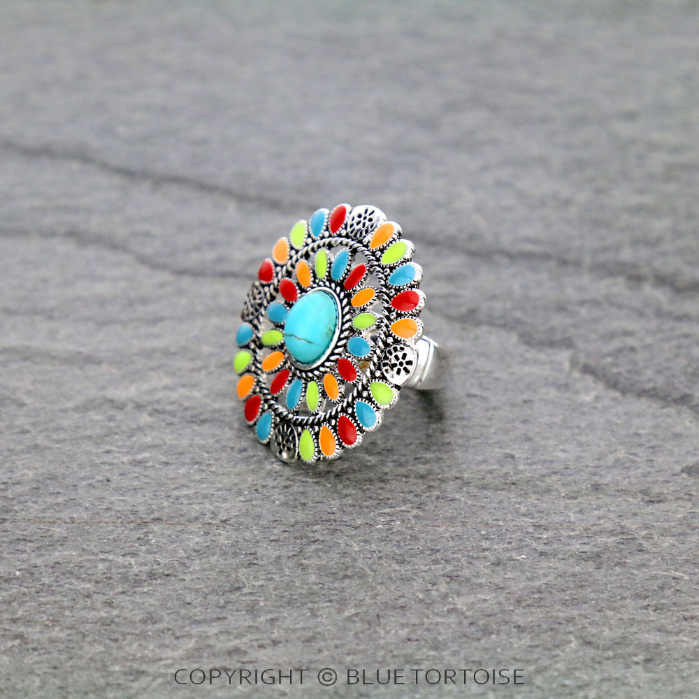 Western Epoxy Concho Stretch Ring - Image 2