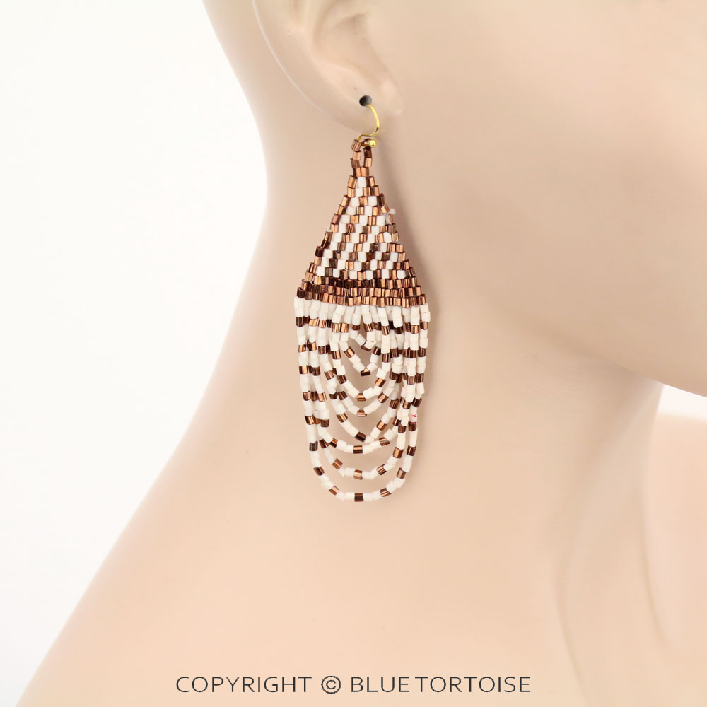 Seed Bead Bridge Dangle Earrings - Image 2