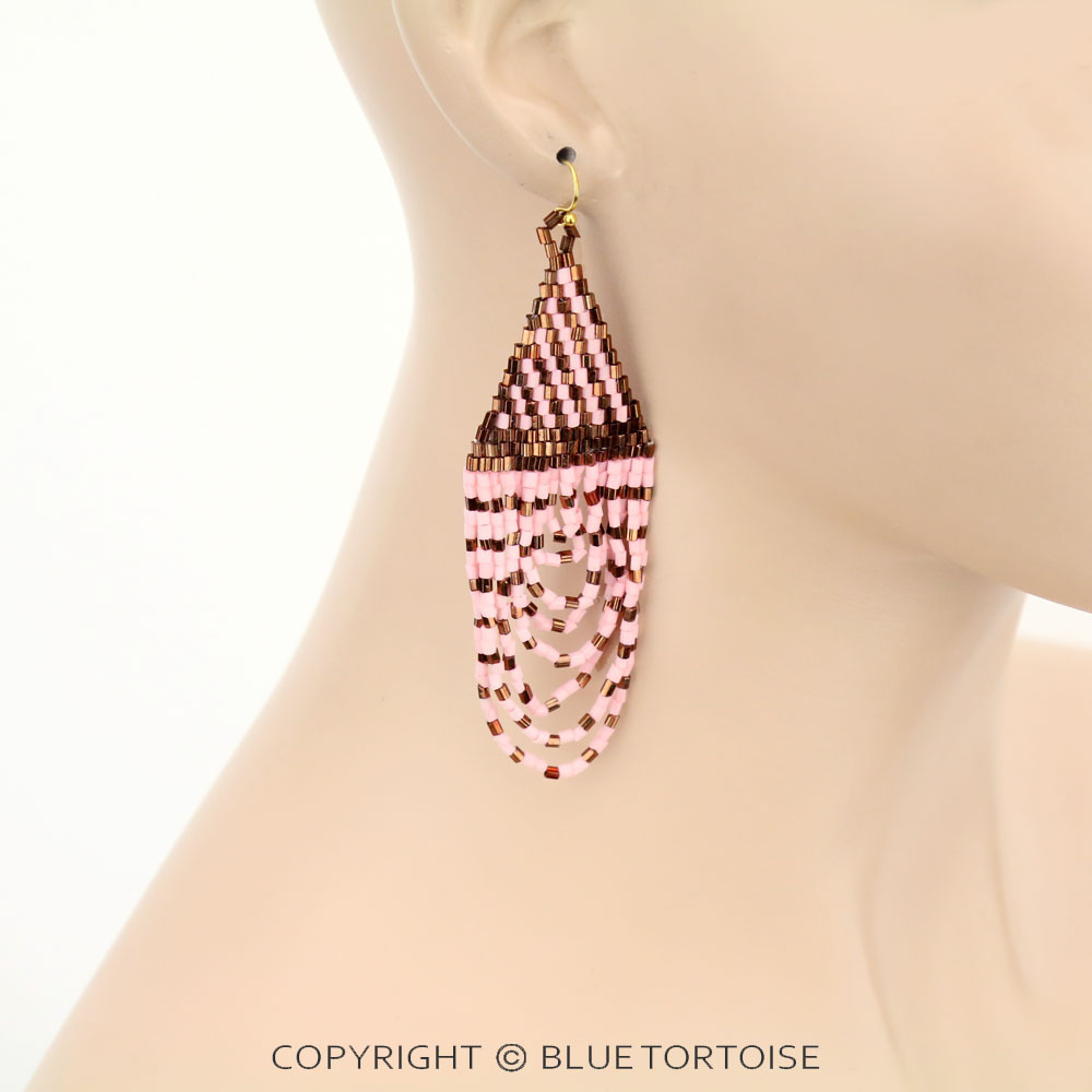 Seed Bead Bridge Dangle Earrings - Image 2